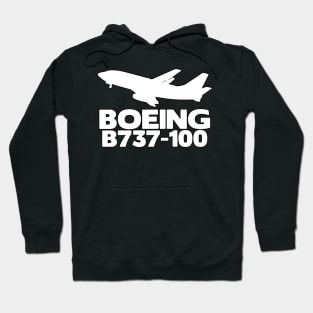 Boeing B737-100 Silhouette Print (White) Hoodie